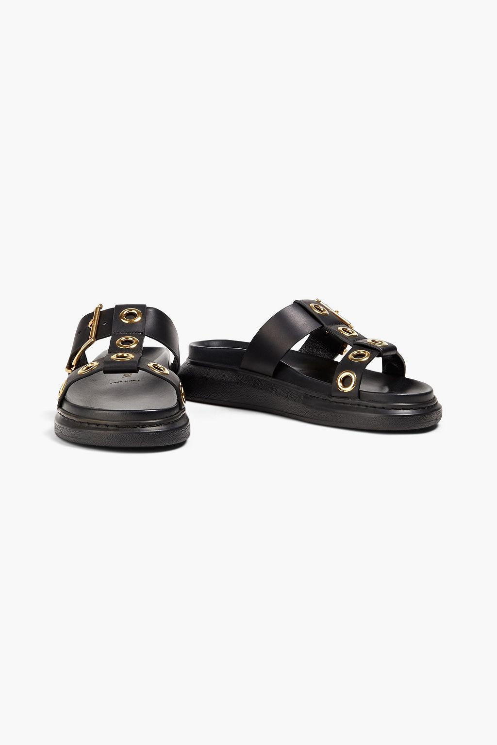 MCQUEEN Eyelet-embellished leather slides