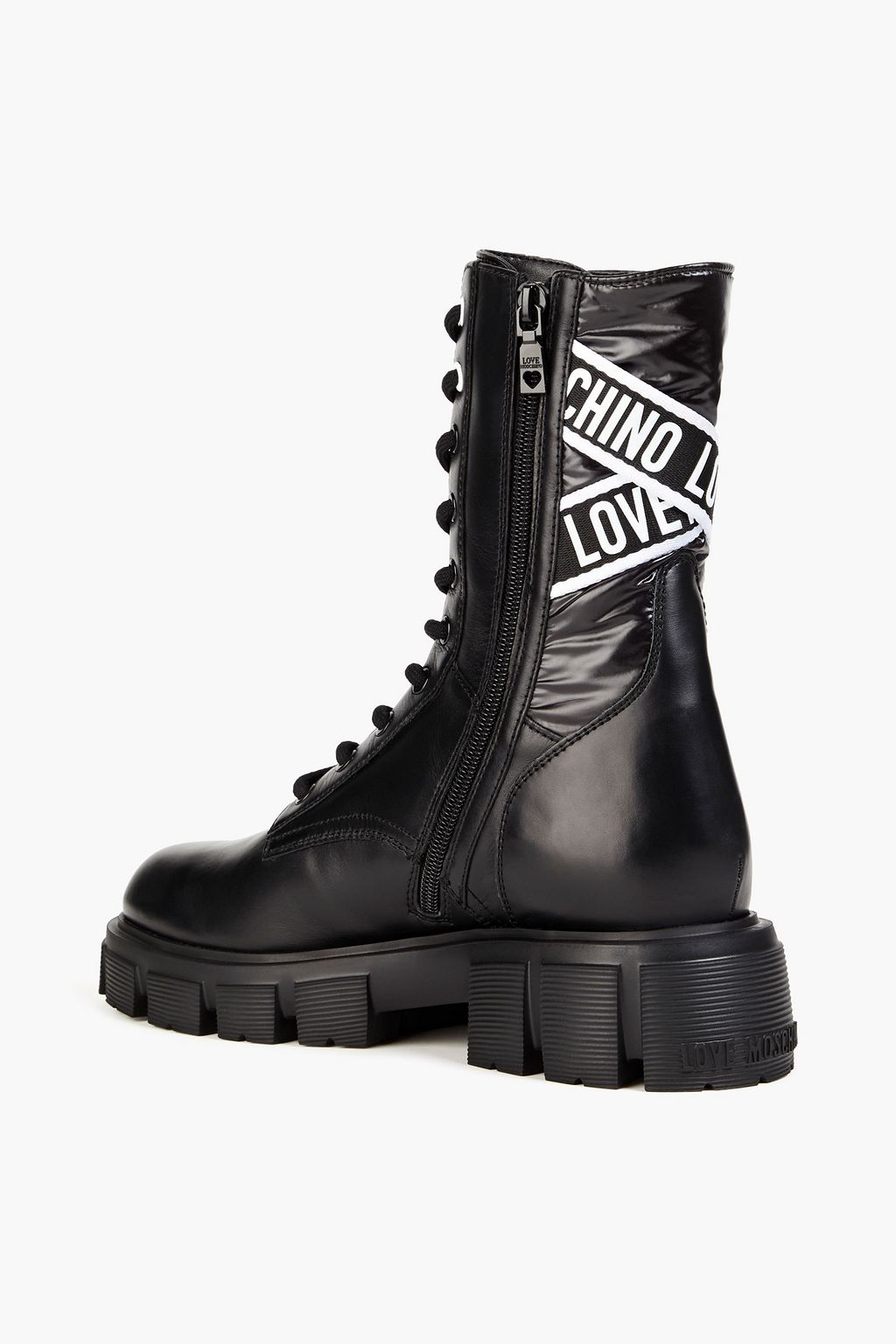 LOVE MOSCHINO Shell and leather combat boots