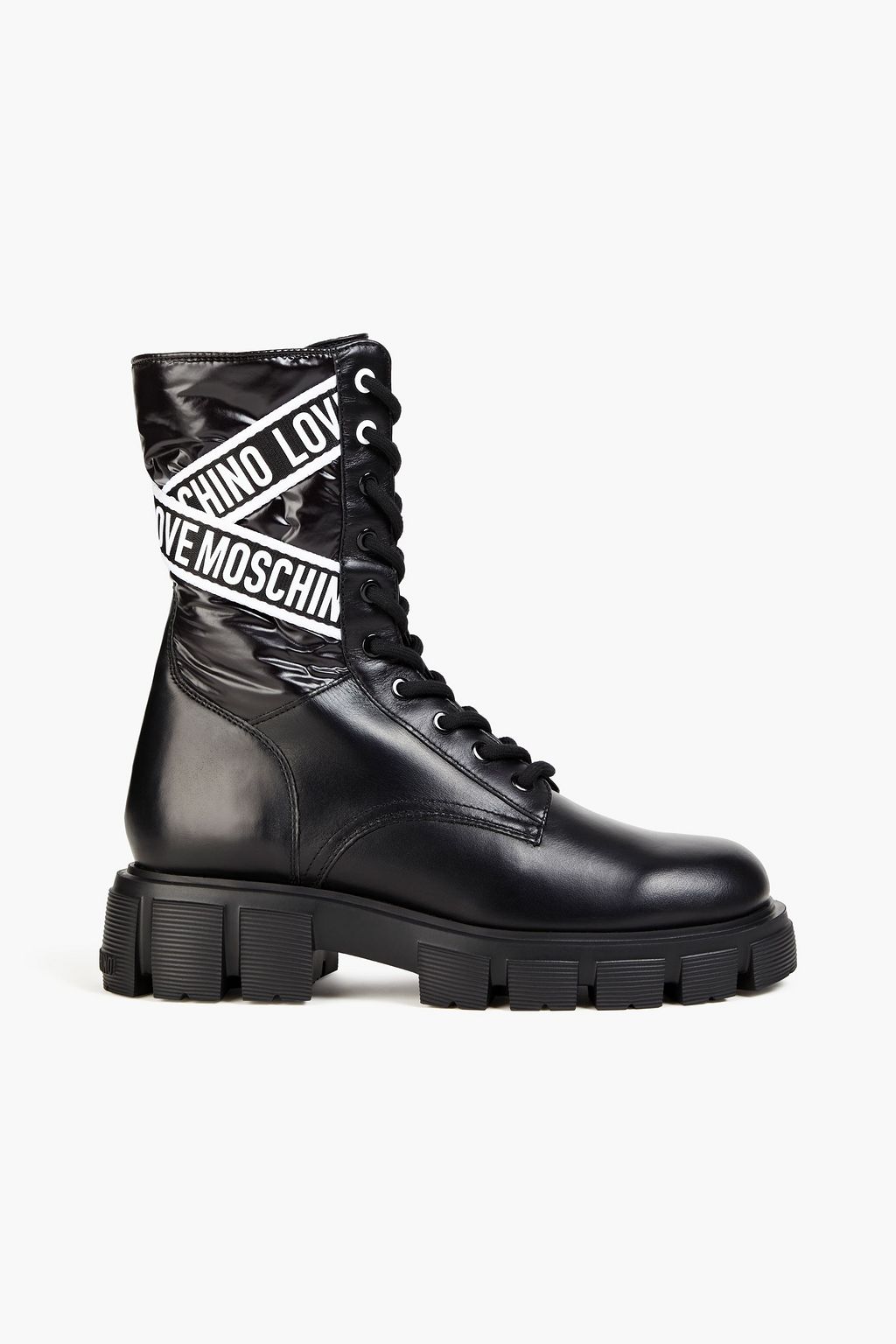 LOVE MOSCHINO Shell and leather combat boots