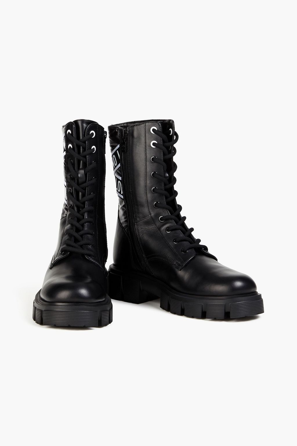 LOVE MOSCHINO Shell and leather combat boots