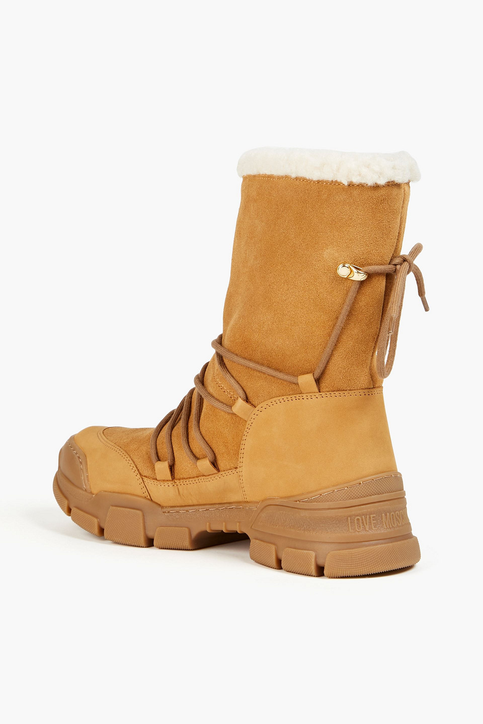 Love Moschino Nubuck And Suede Ankle Boots In Camel