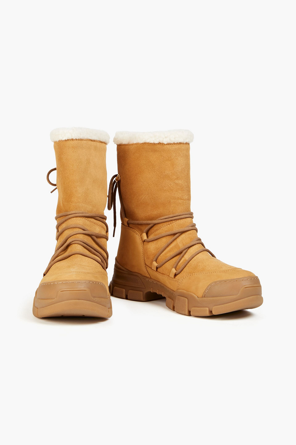 Love Moschino Nubuck And Suede Ankle Boots In Camel