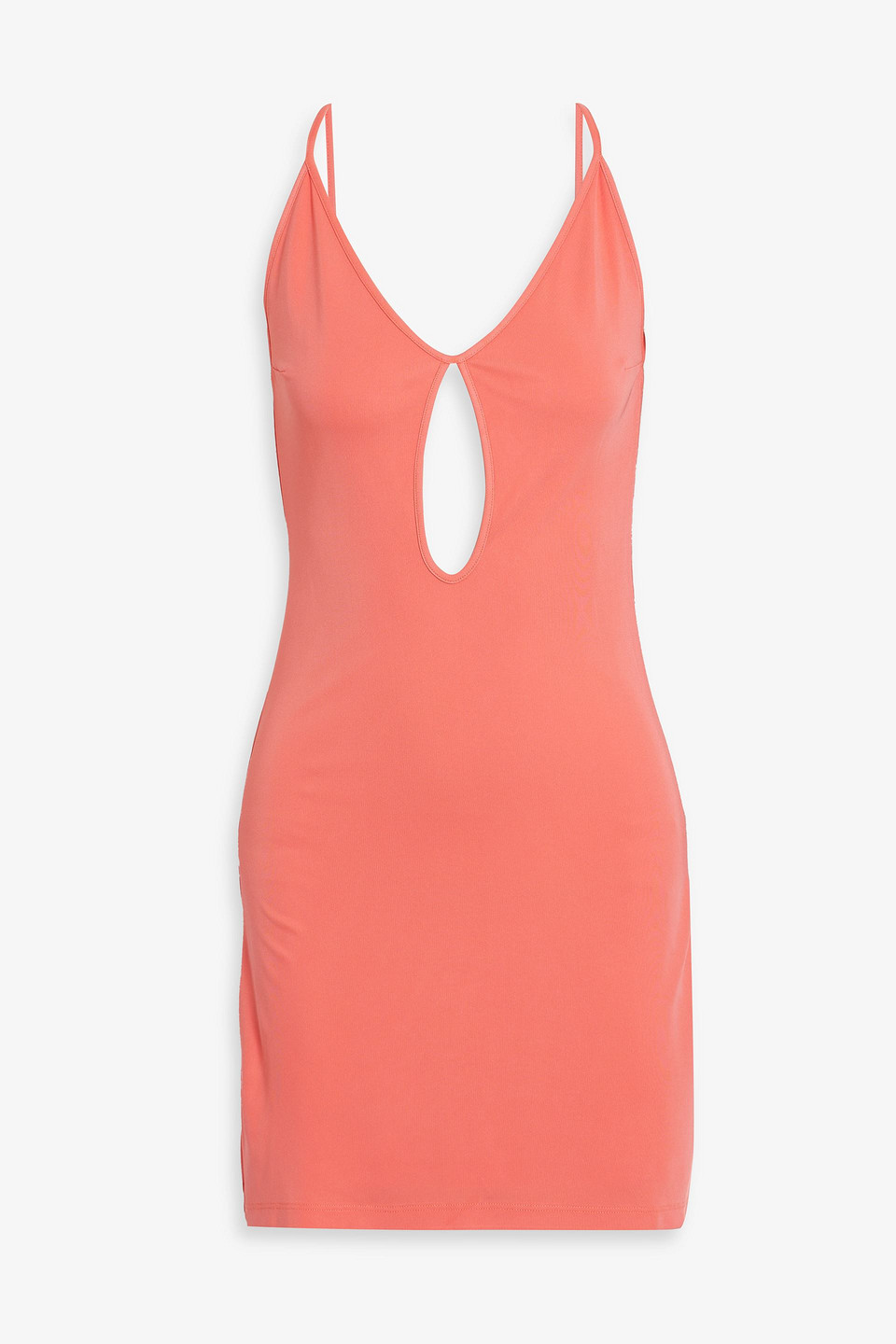 Shop Zeynep Arcay Open-back Cutout Stretch-jersey Mini Dress In Coral