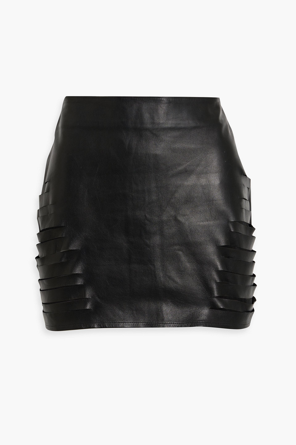 Shop Zeynep Arcay Sliced Leather Mini Skirt In Black