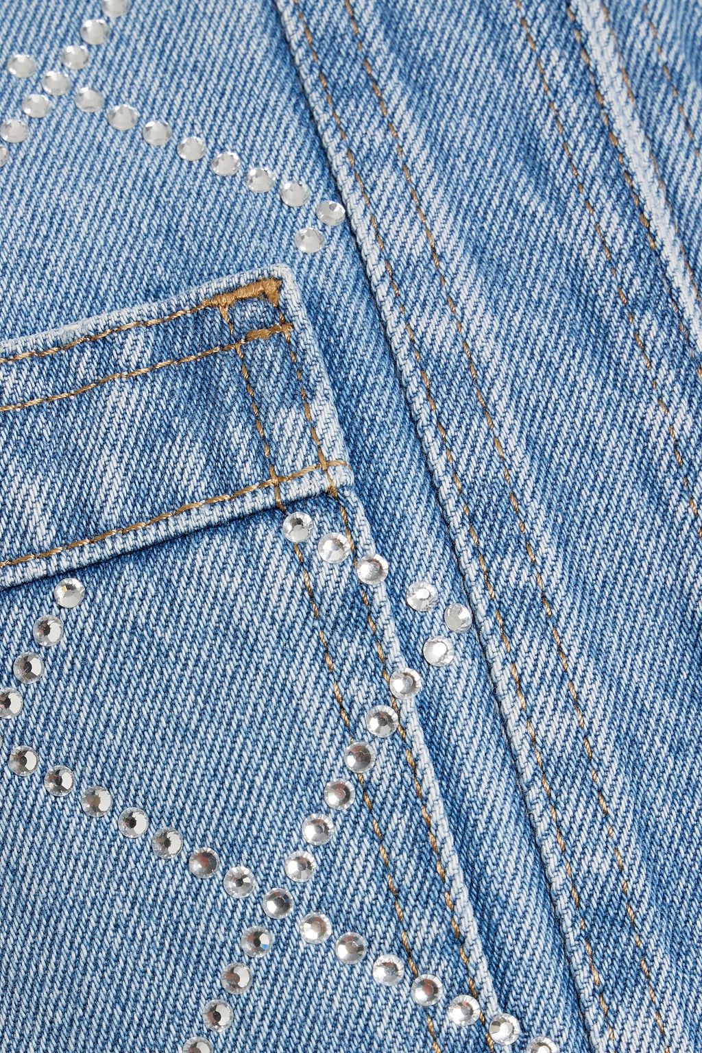 BALMAIN Crystal-embellished denim jacket