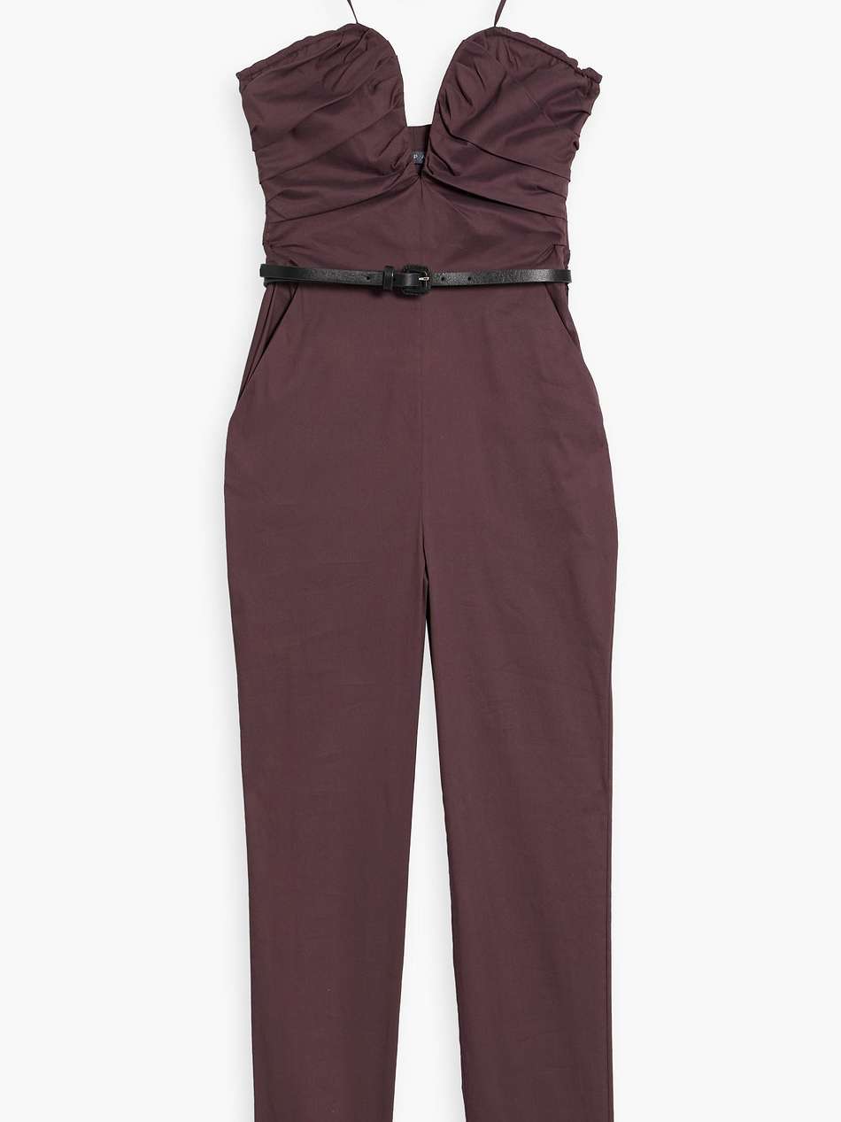 pleated cotton-blend poplin halterneck jumpsuit