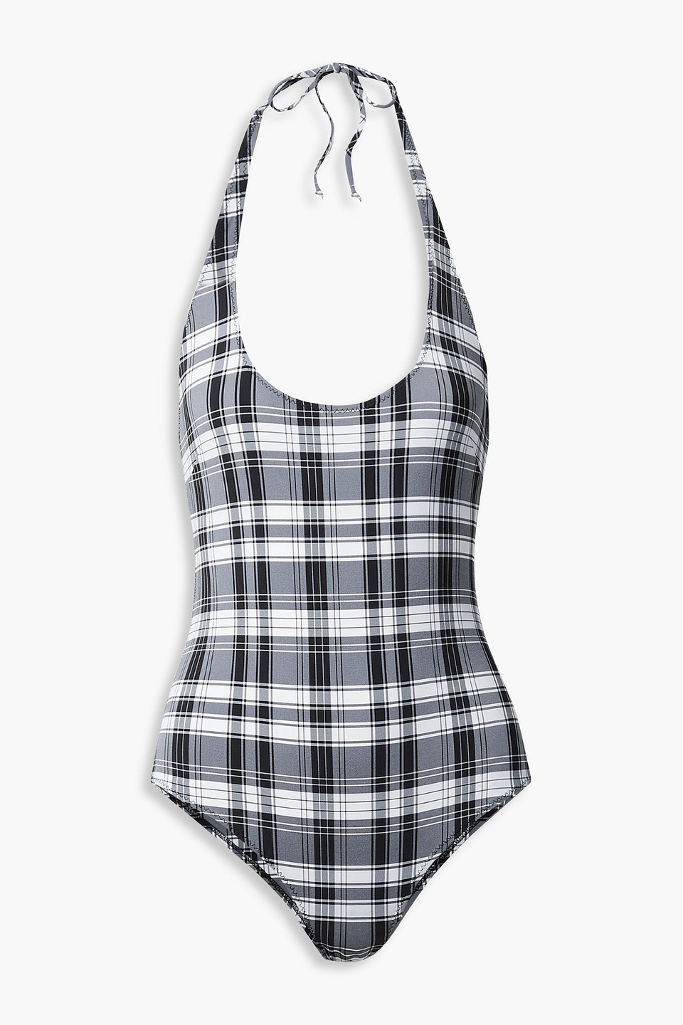 Lisa Marie Fernandez Amber Checked Halterneck Swimsuit In Black