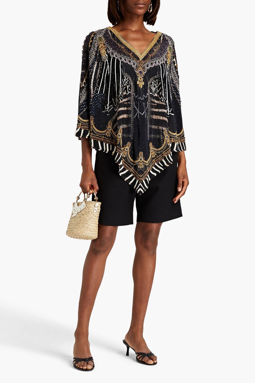 CAMILLA Embellished printed silk-chiffon kaftan