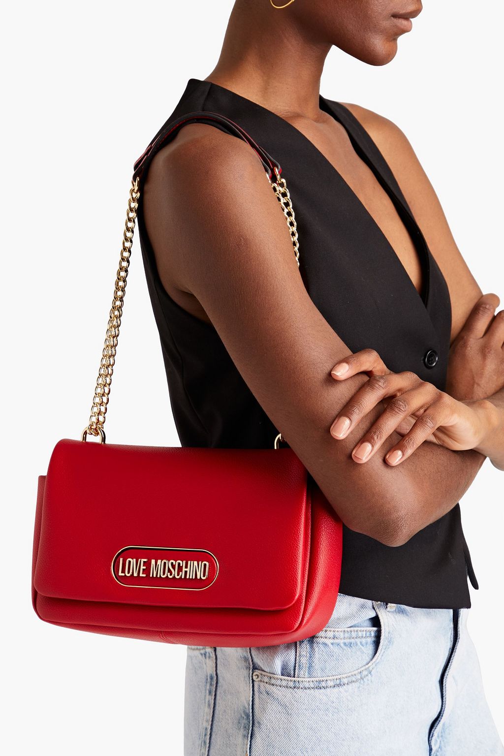 LOVE MOSCHINO Faux textured-leather shoulder bag