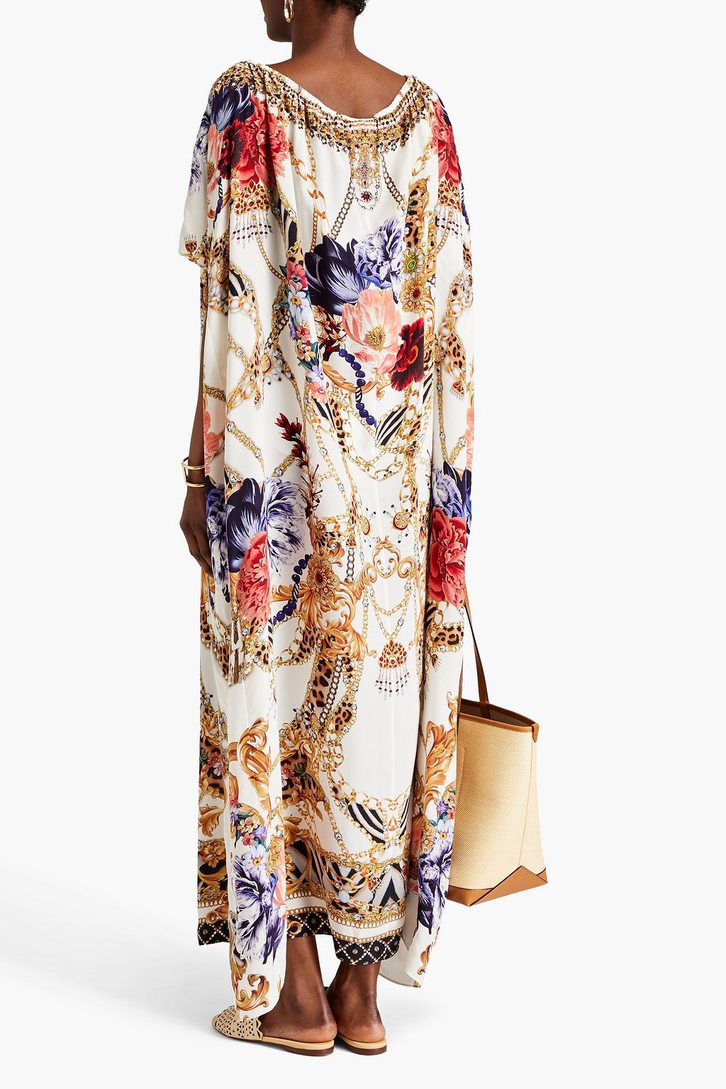 CAMILLA Crystal-embellished printed silk crepe de chine kaftan