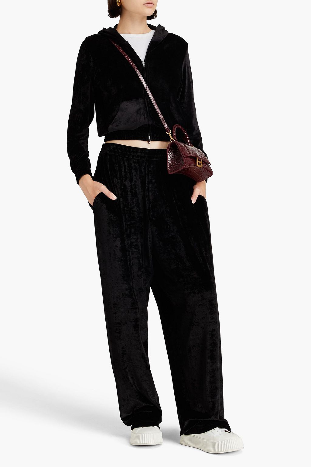 BALENCIAGA كنزة هودي من المخمل المزركش