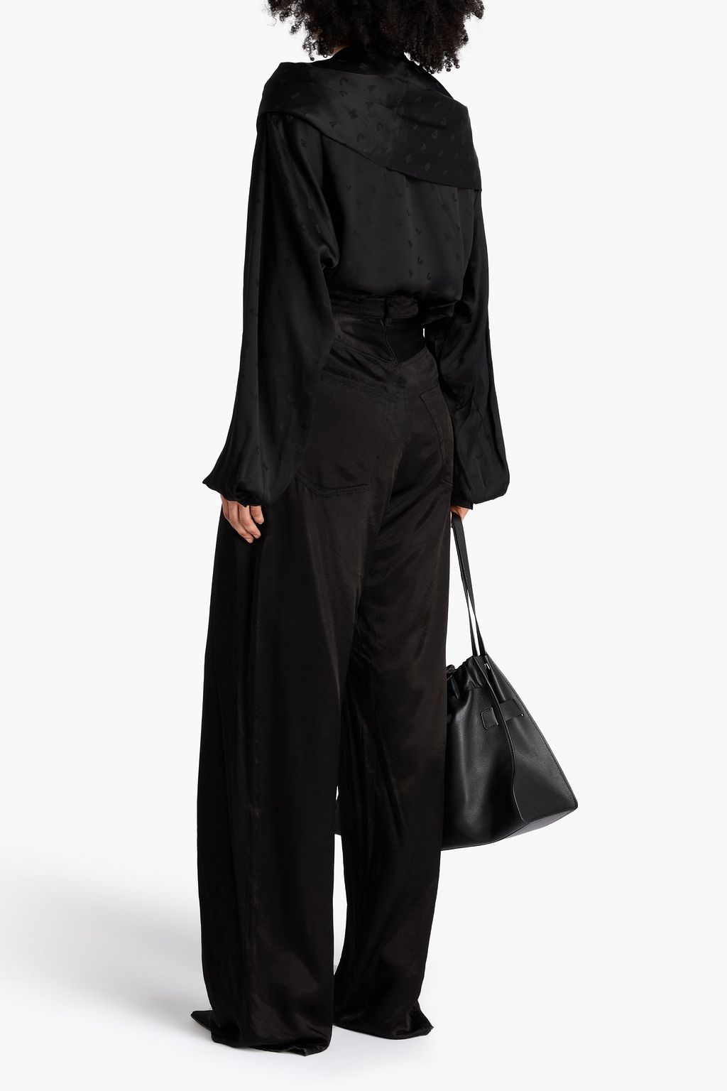 BALENCIAGA Hose mit weitem Bein aus glänzendem Twill in Knitteroptik