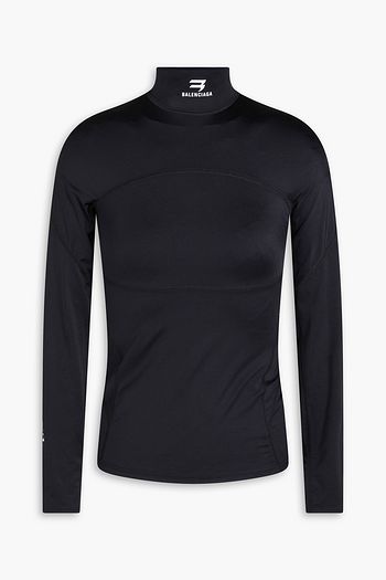 BALENCIAGA 프린트 스트레치 저지 터틀넥 탑