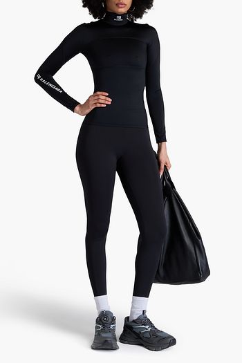 BALENCIAGA 프린트 스트레치 저지 터틀넥 탑