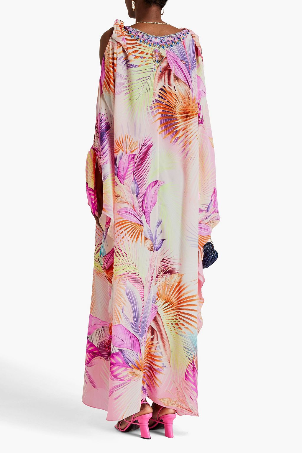 CAMILLA Sunrise cold-shoulder printed silk crepe de chine kaftan