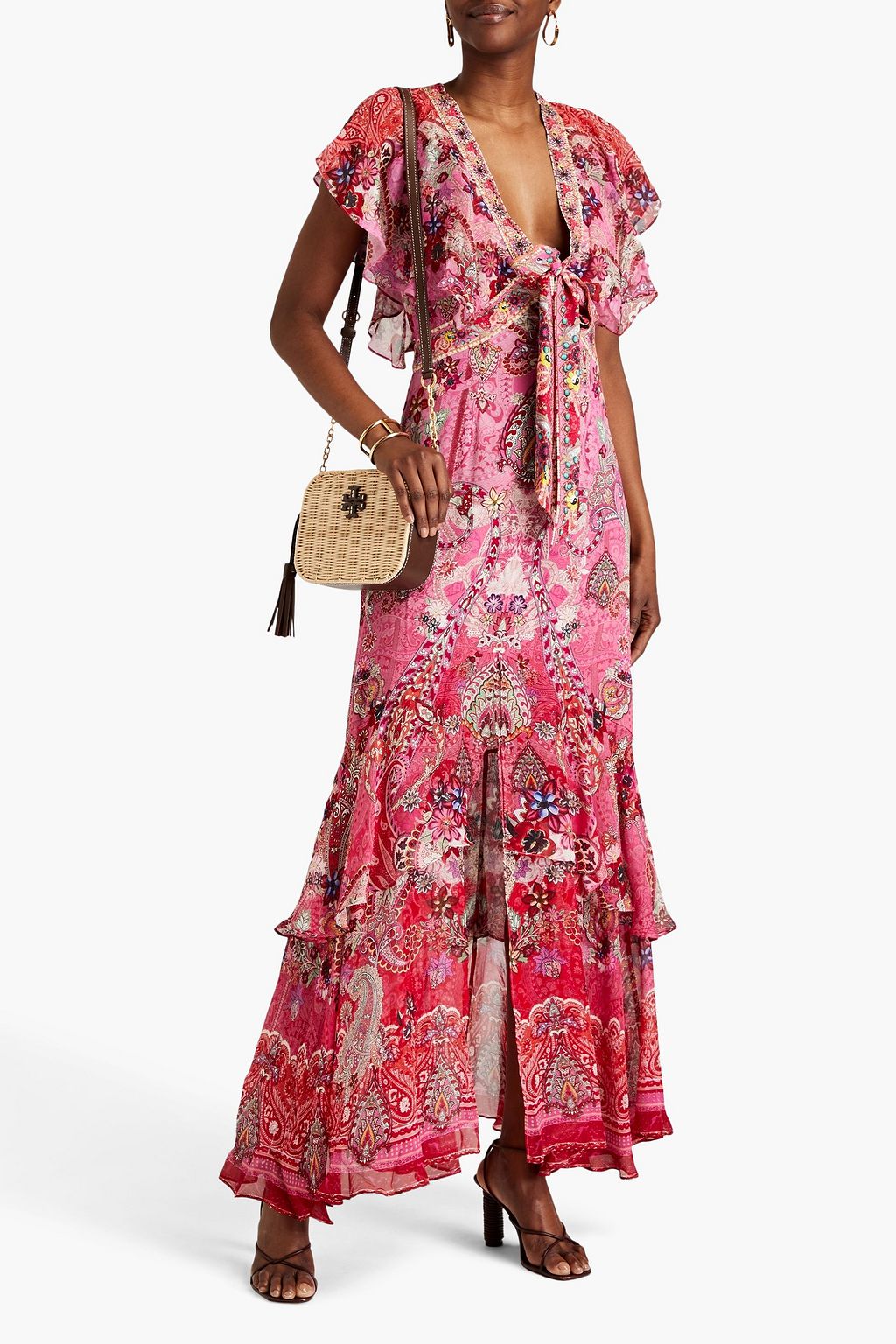 CAMILLA Palisades embellished paisley-print silk-chiffon maxi dress