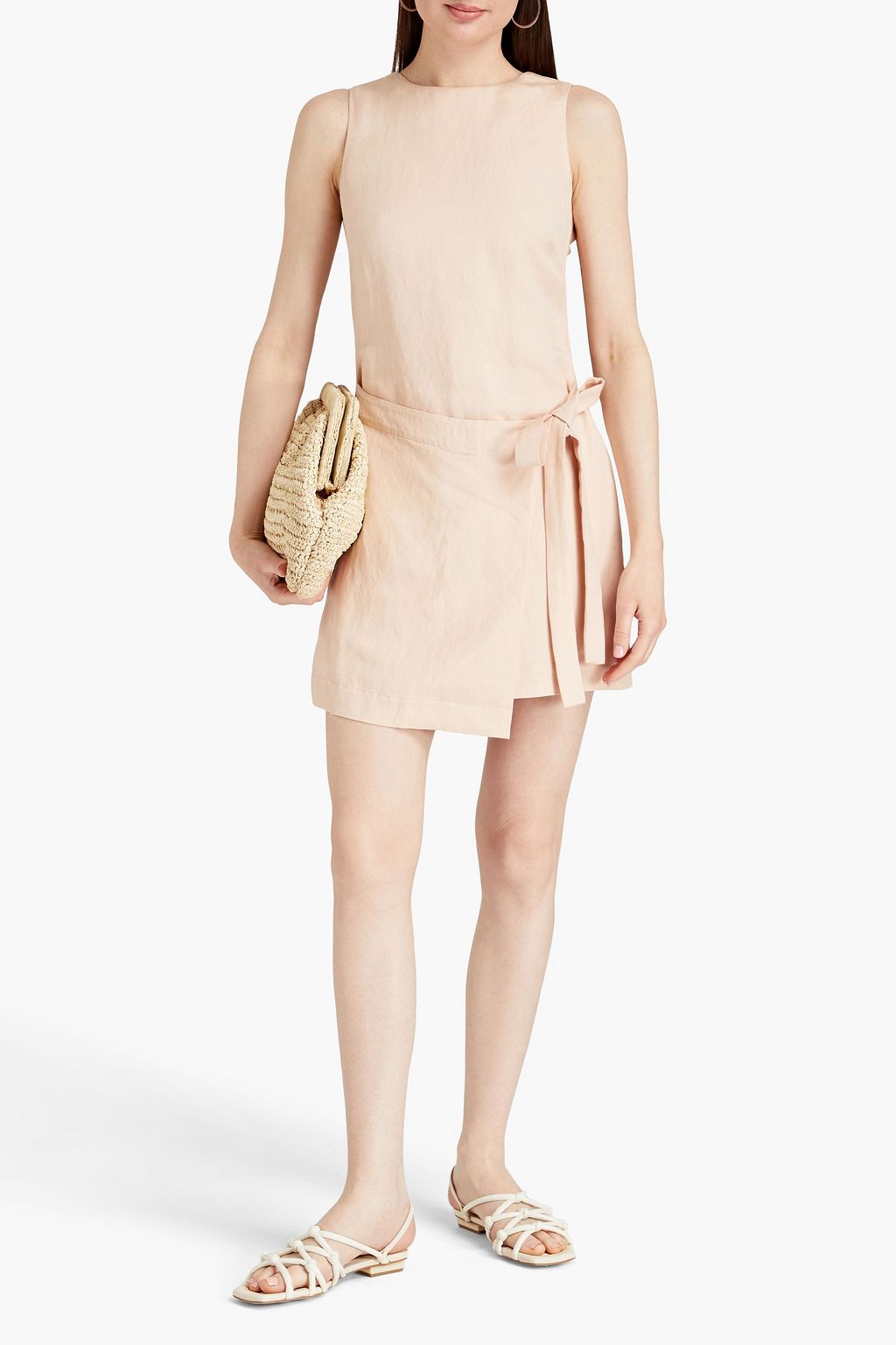 BONDI BORN Martinique layered linen-blend canvas mini dress