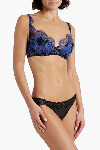 Black Carline embroidered-lace balconette bra