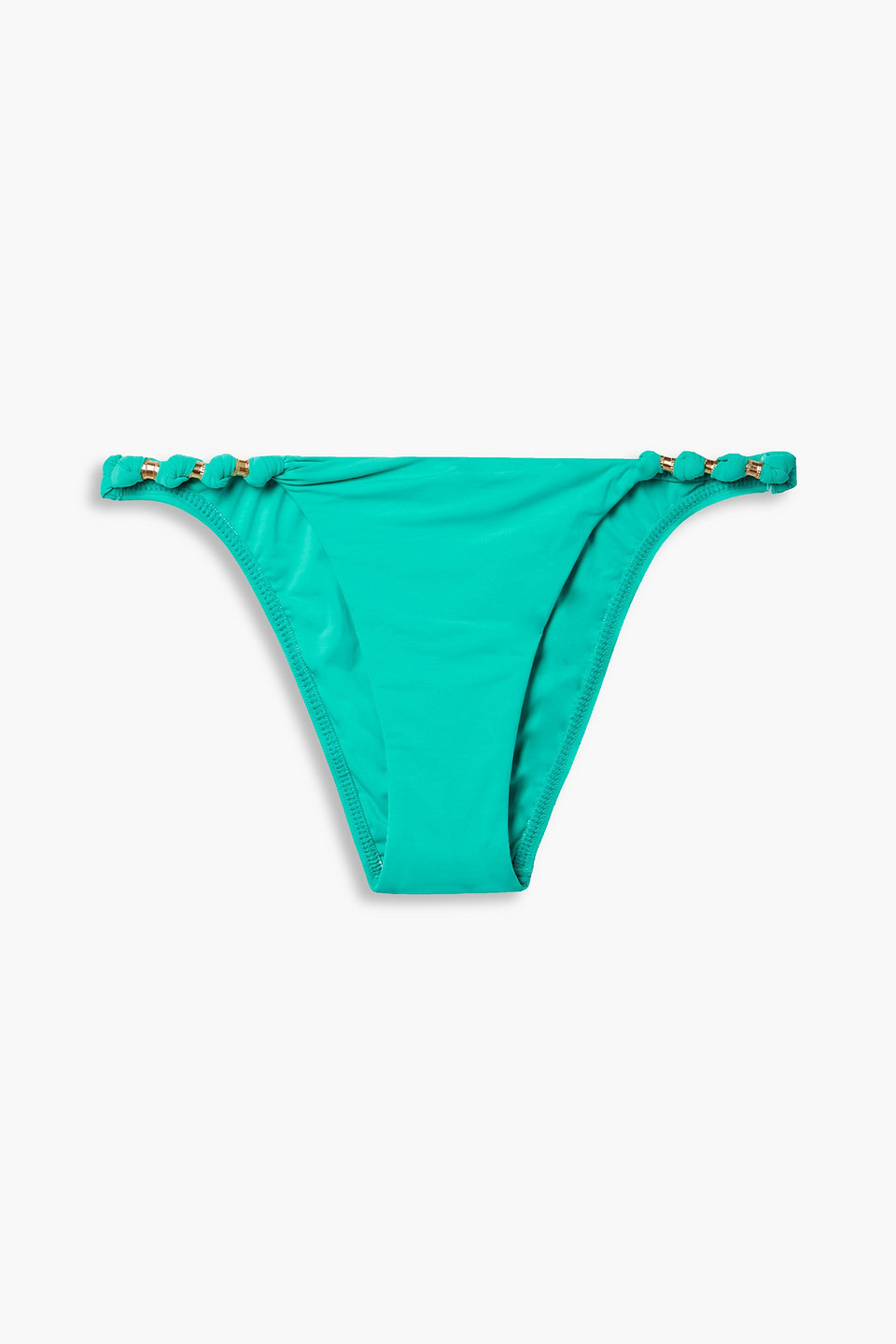 Vix Paula Hermanny Tulum Paula Embellished Low-rise Bikini Briefs In Jade