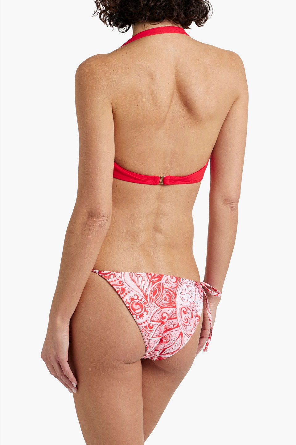 Shop Mara Hoffman Lei Printed Low-rise Bikini Briefs In Red