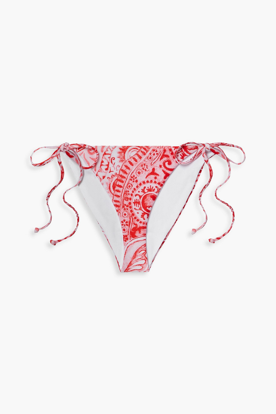 Shop Mara Hoffman Lei Printed Low-rise Bikini Briefs In Red