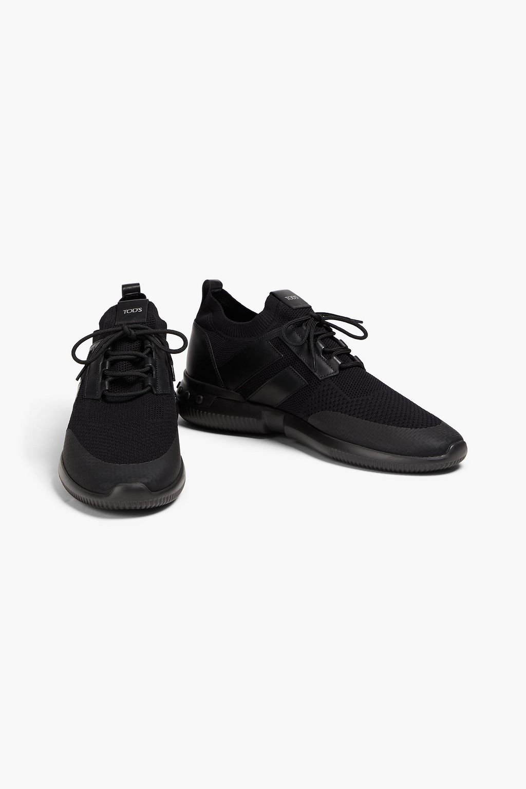 TOD'S Leather-paneled stretch-knit sneakers