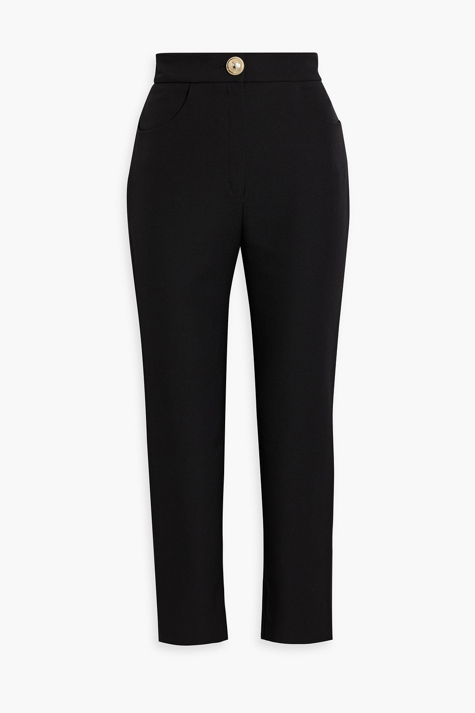 Balmain Stretch-wool Crepe Skinny Pants In Black