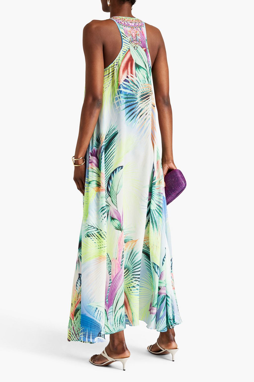 CAMILLA What's Your Vice embellished printed silk crepe de chine maxi