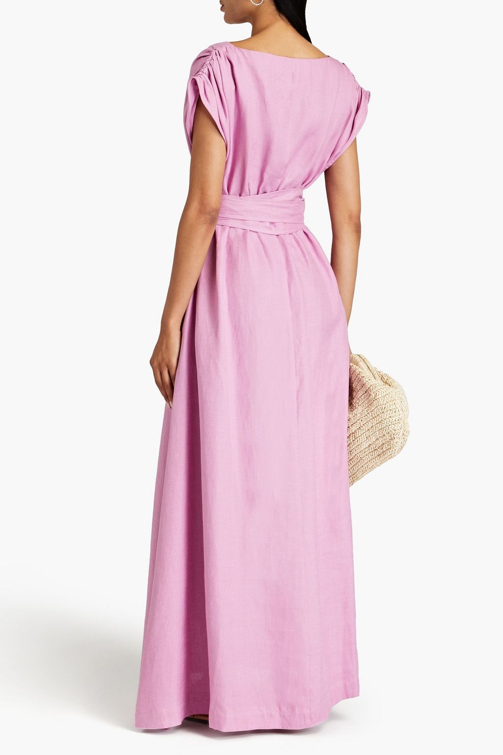 BONDI BORN Saint Martin gathered linen maxi dress THE