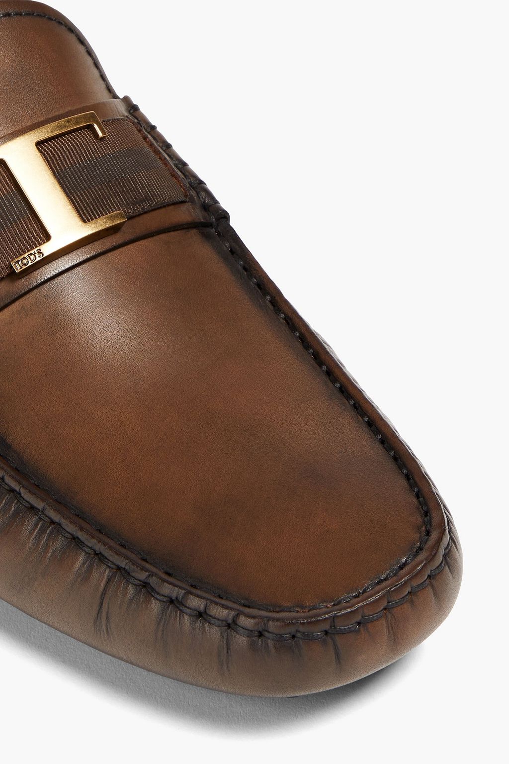 TOD'S T Timeless burnished-leather driving shoes