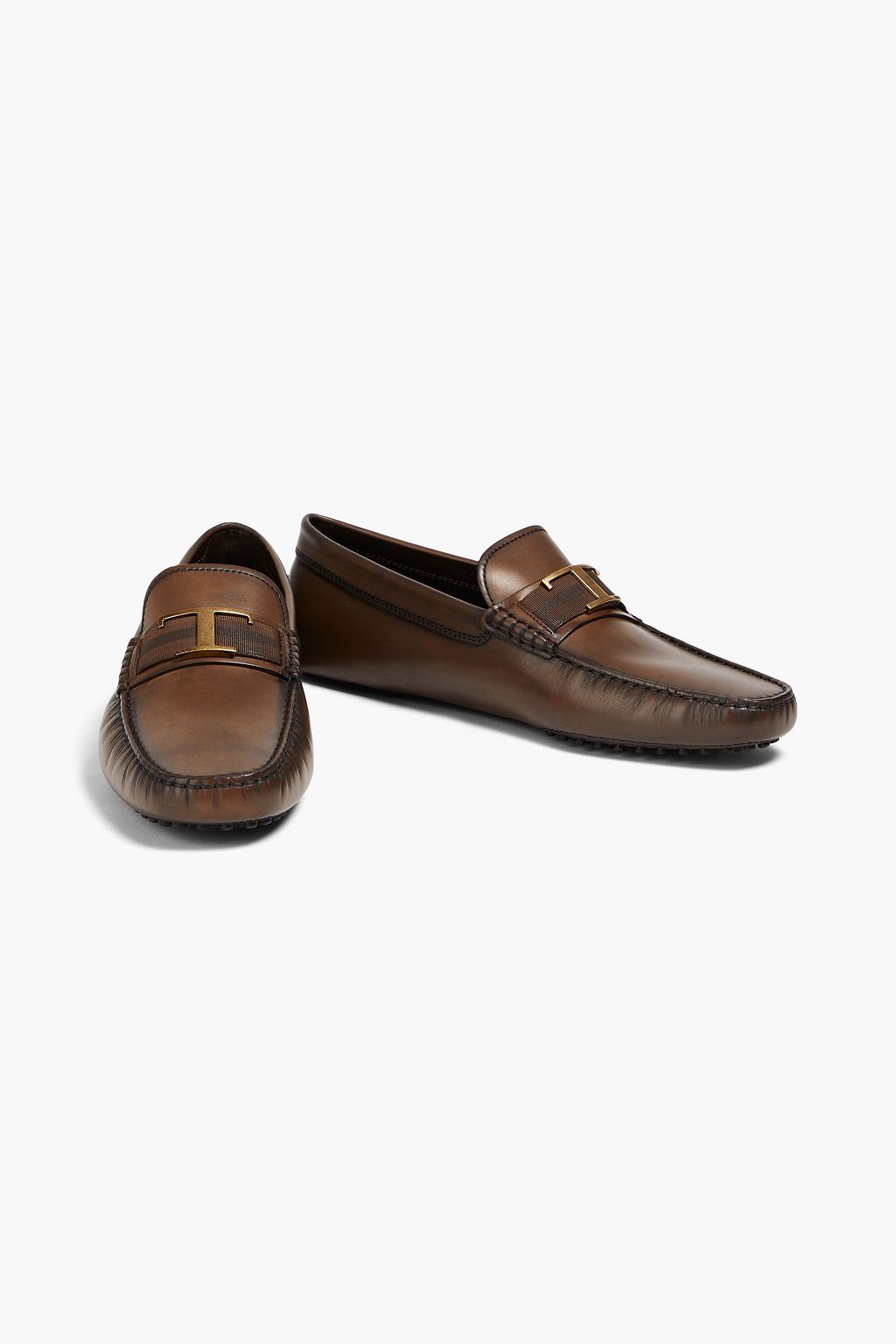 TOD'S T Timeless burnished-leather driving shoes
