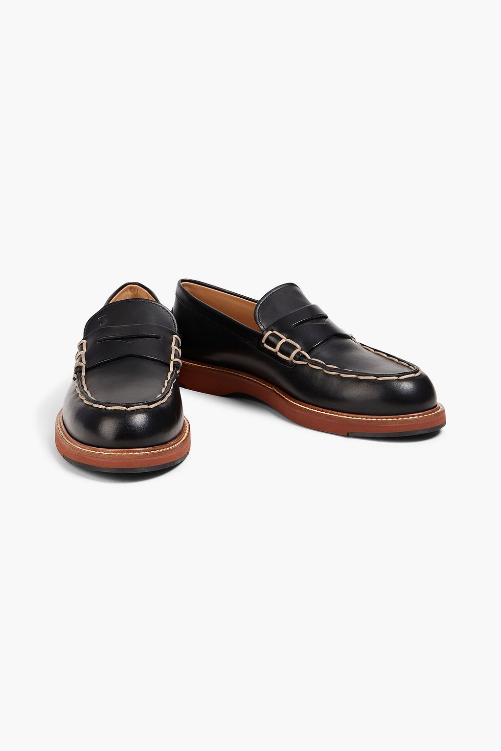 TOD'S حذاء لوفر مصنوع من الجلد مزين بدرزات بارزة