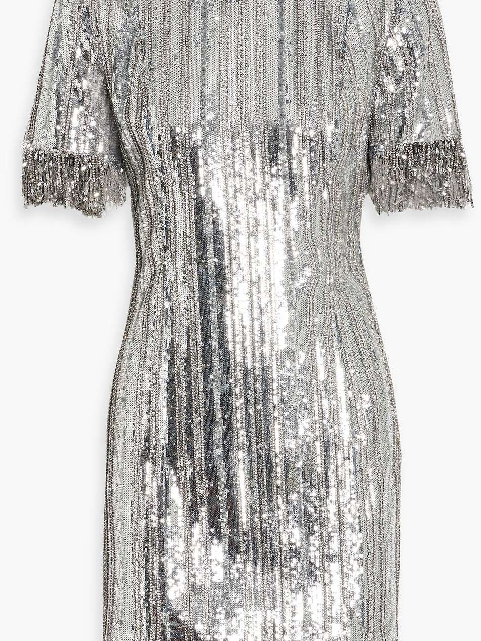 embellished denim mini dress