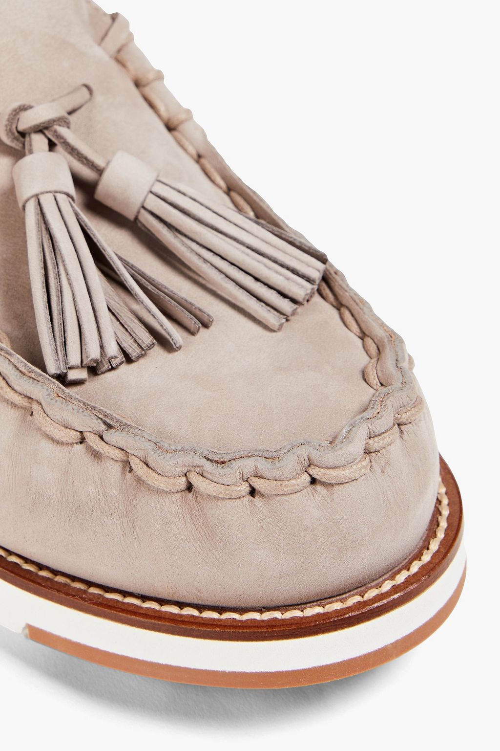 TOD'S حذاء لوفر من جلد النوبوك مزين بشرابات