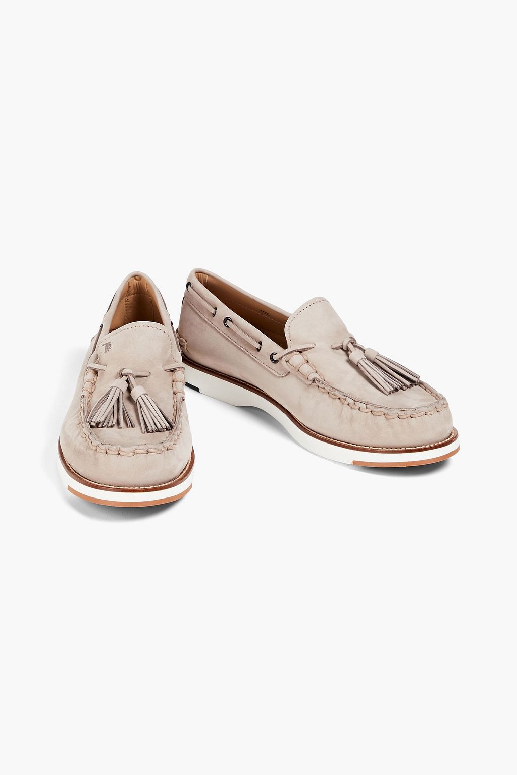 TOD'S حذاء لوفر من جلد النوبوك مزين بشرابات