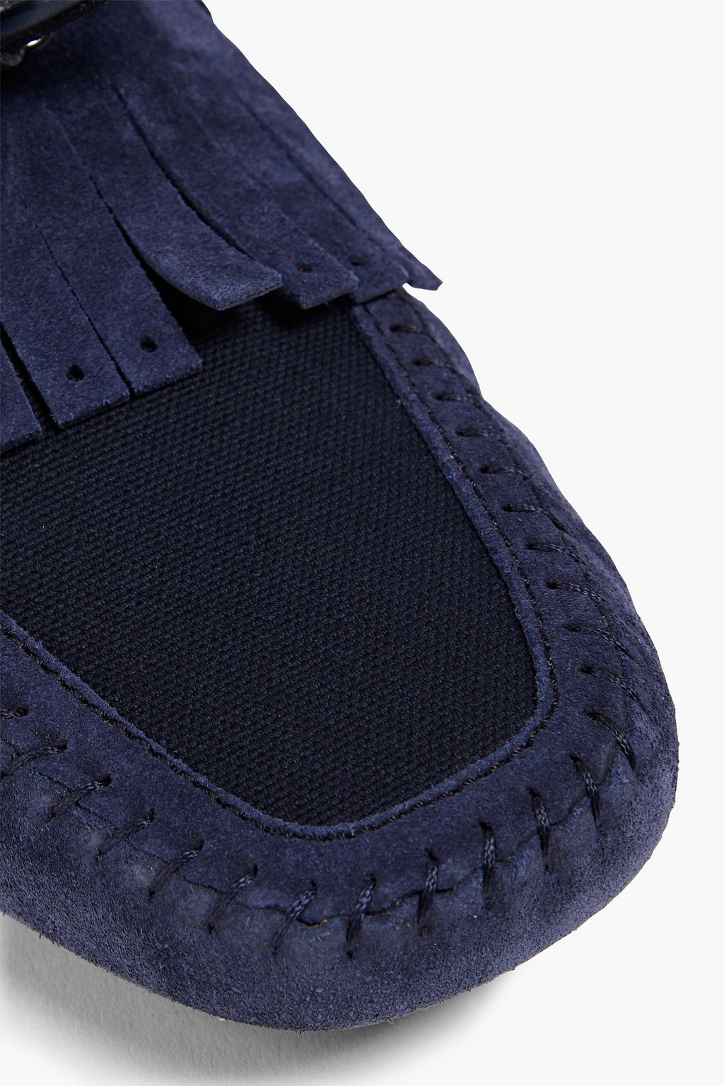 TOD'S Fringed suede and denim driving shoes