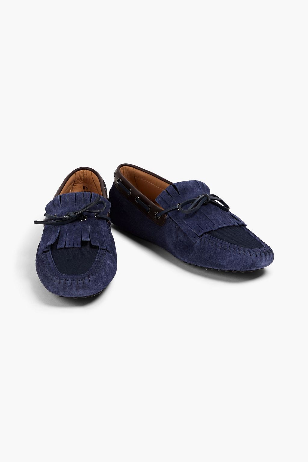 TOD'S Fringed suede and denim driving shoes