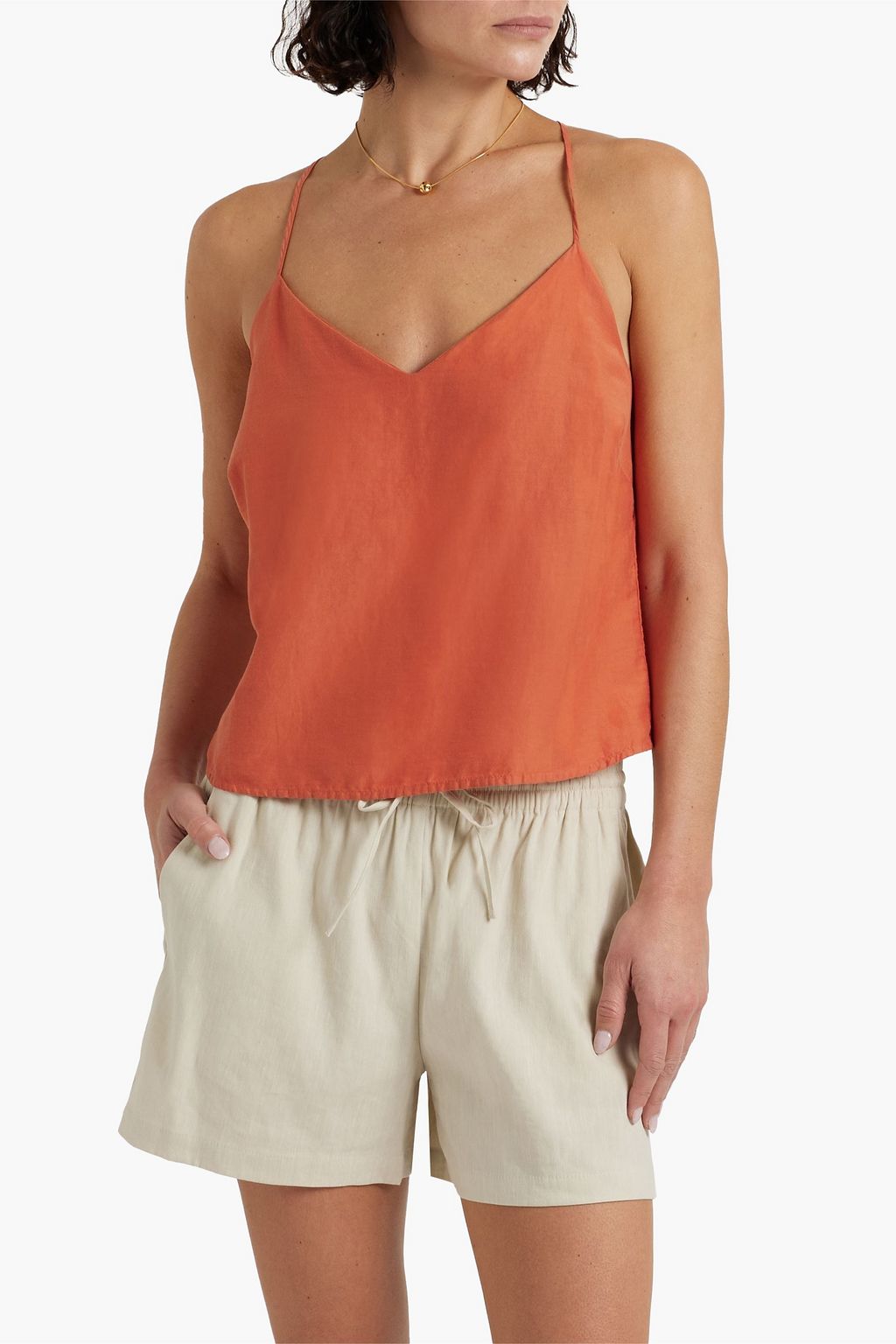 SKIN Ravena cotton and silk-blend voile camisole