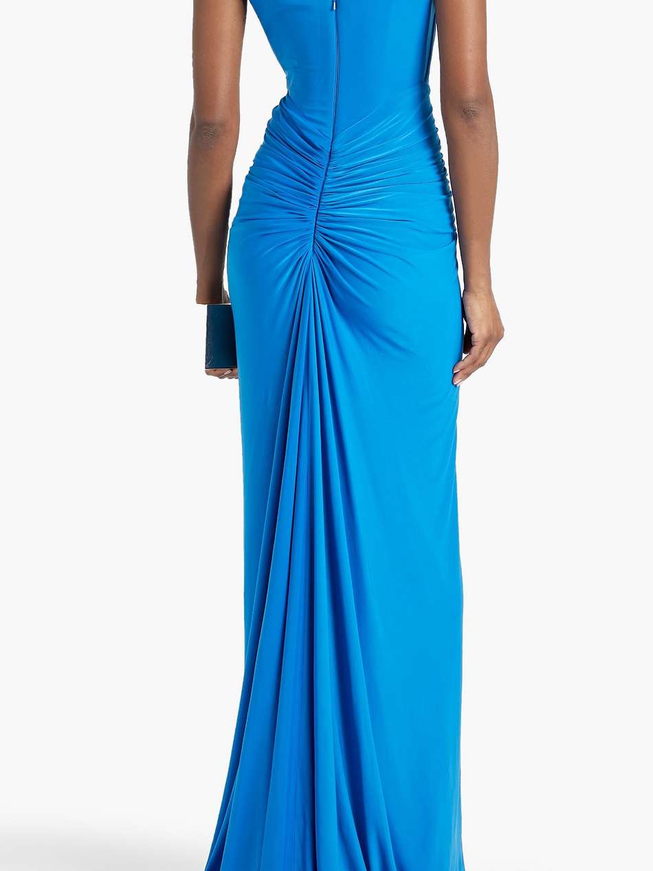 bead-embellished ruched jersey gown