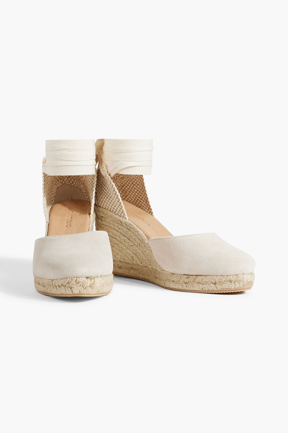 Shop Last Studio Leda Suede Wedge Espadrilles In Cream