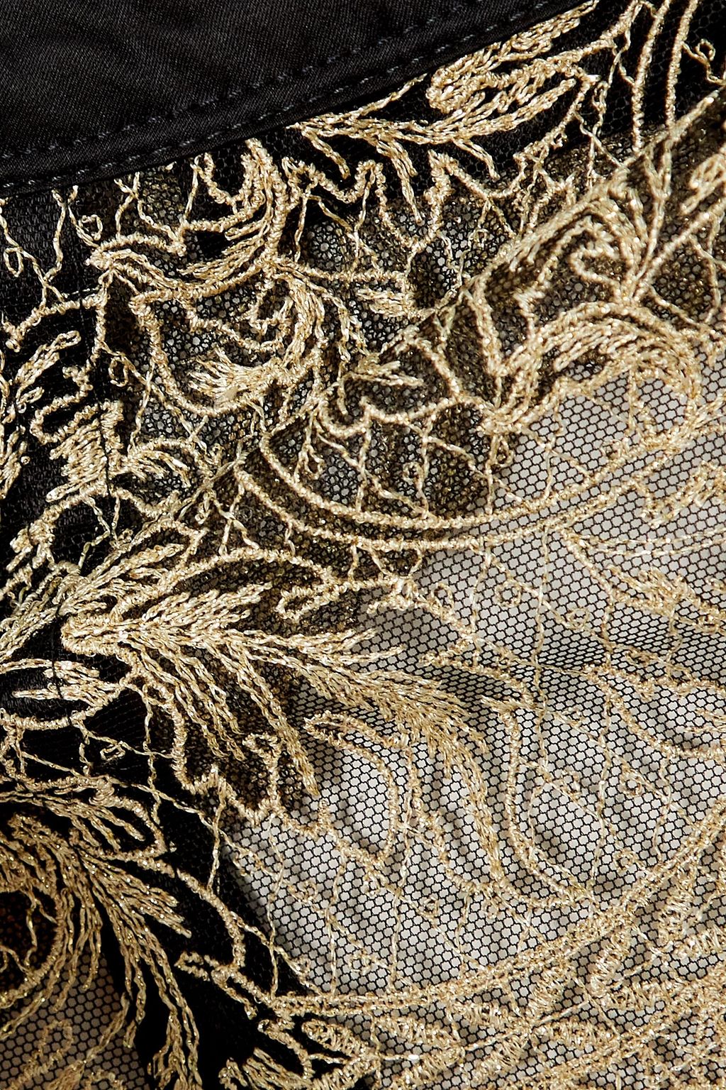 COCO DE MER Killing Eve Berlin embroidered satin and stretch-tulle suspender belt