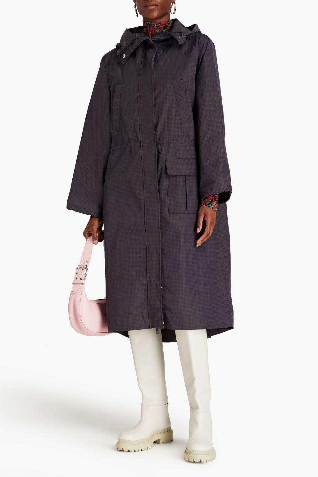 GANNI Checked shell parka