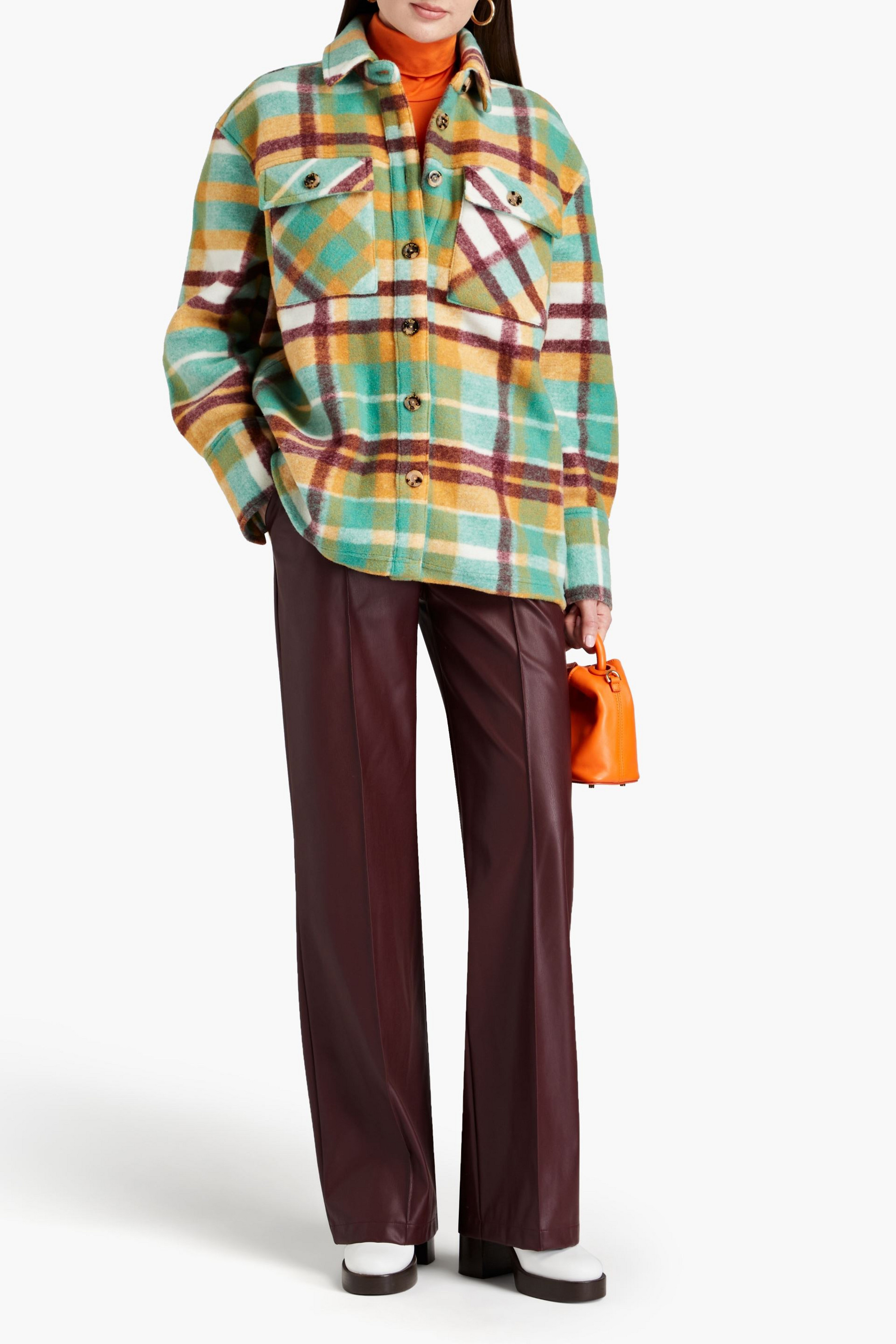 Simon Miller Orgi checked fleece shirt jacket