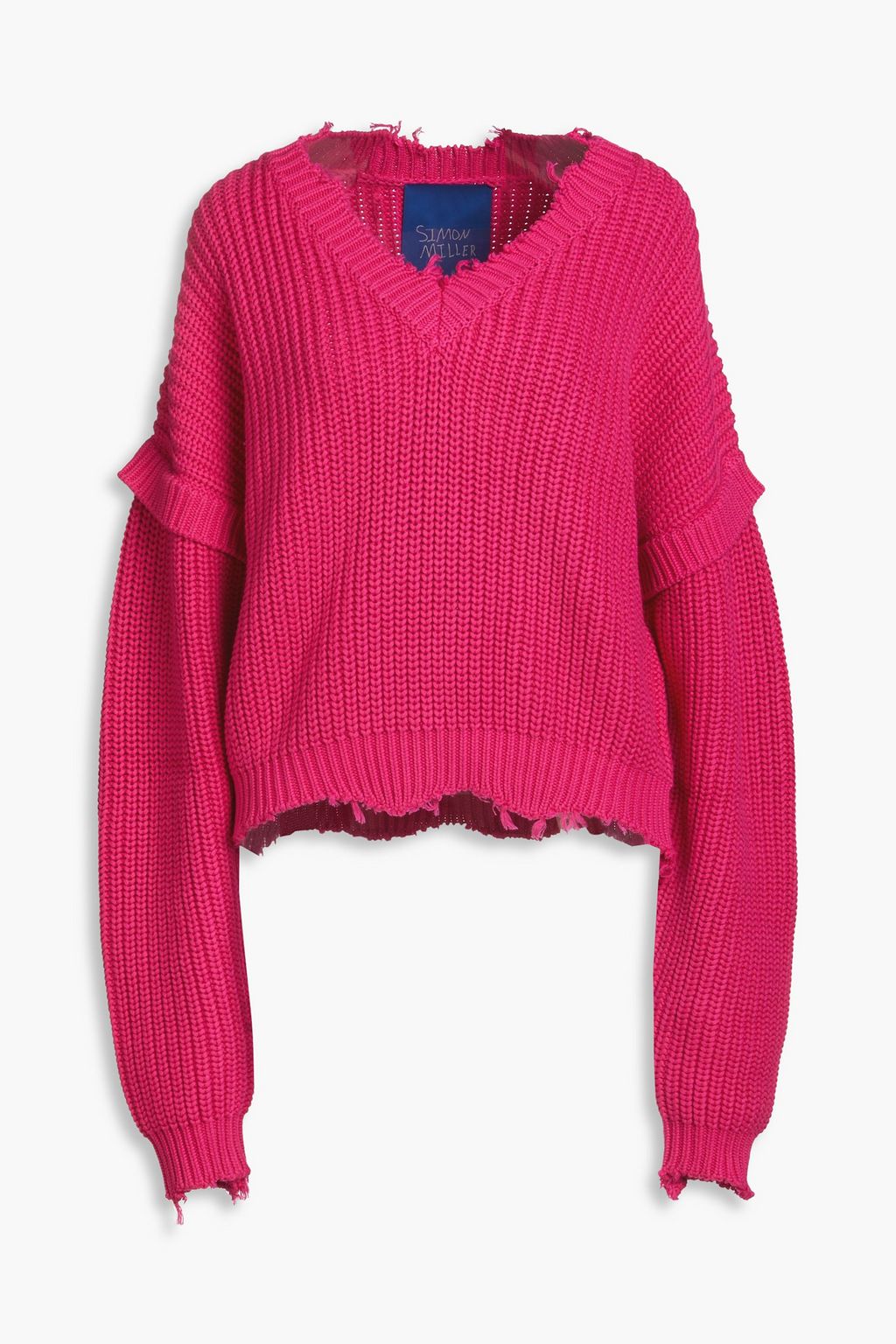 SIMON MILLER Deox distressed ribbed cotton sweater THE OUTNET