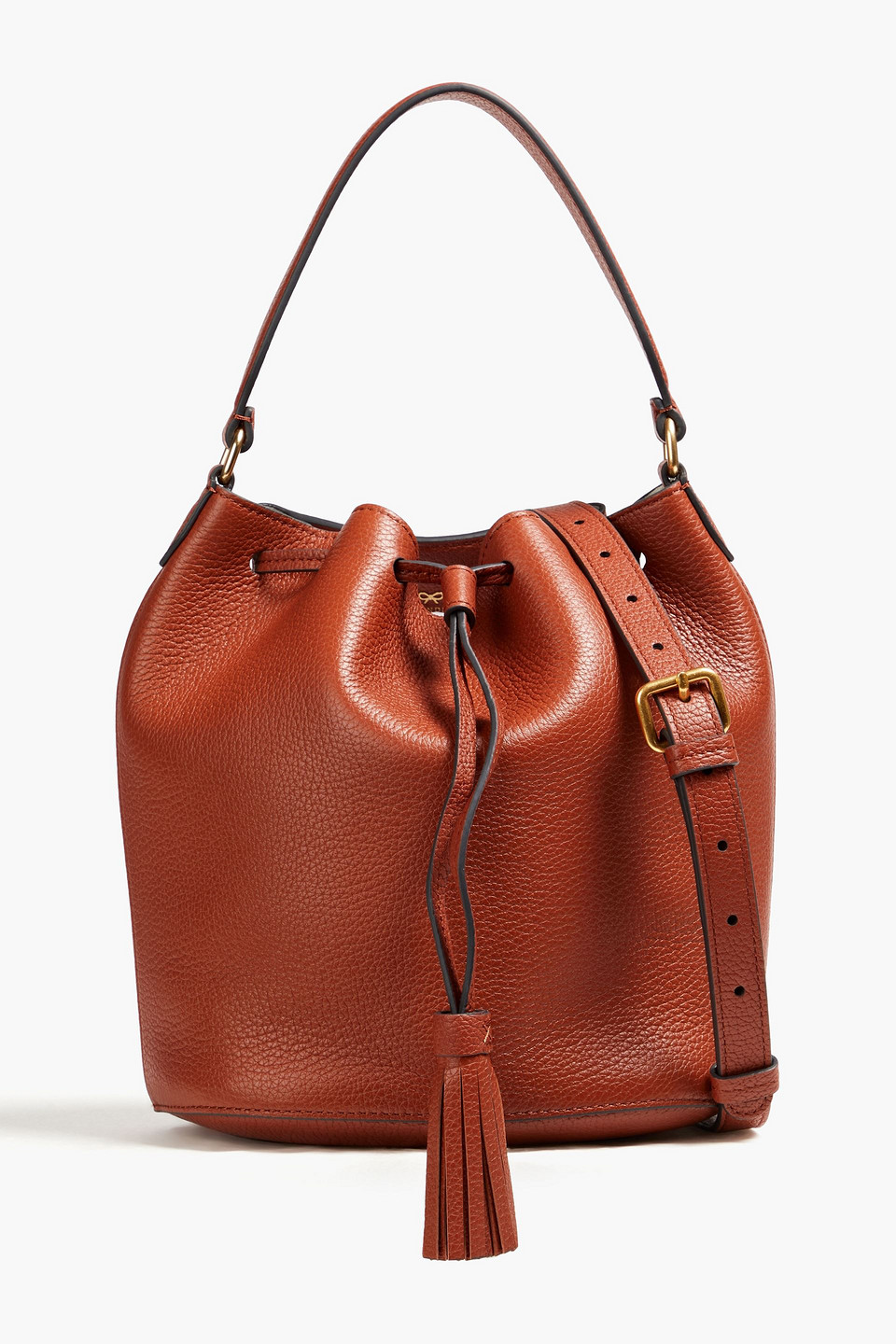 Anya Hindmarch Vaughan Beuteltasche Aus Narbenleder In Brown