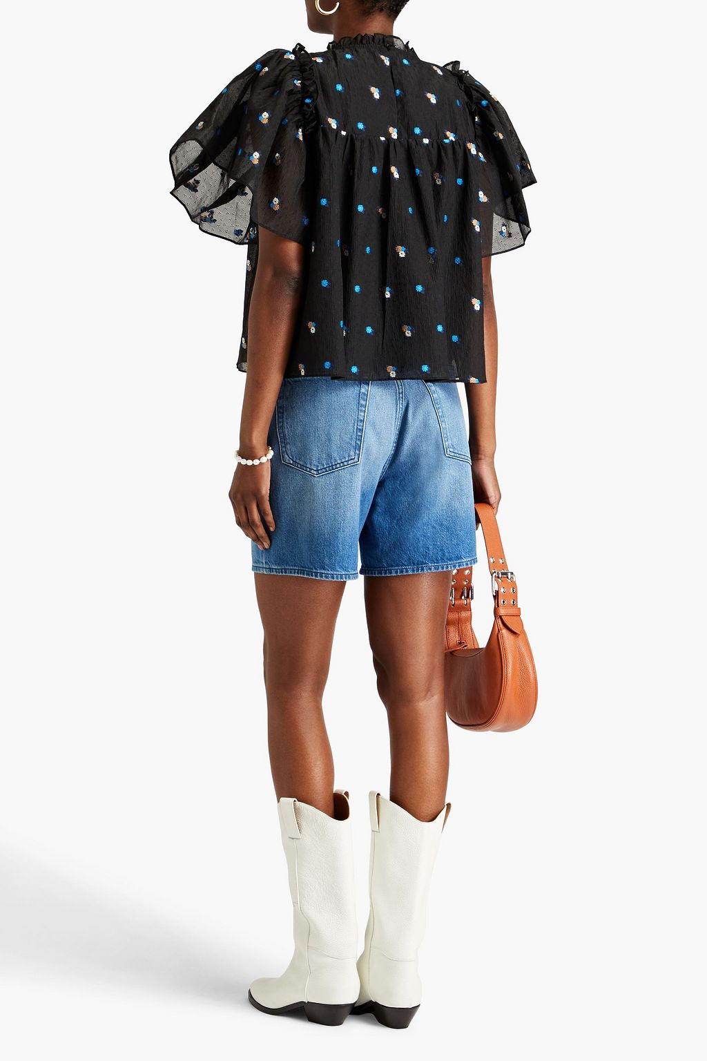 STELLA NOVA Pen Joe ruffled floral-jacquard top