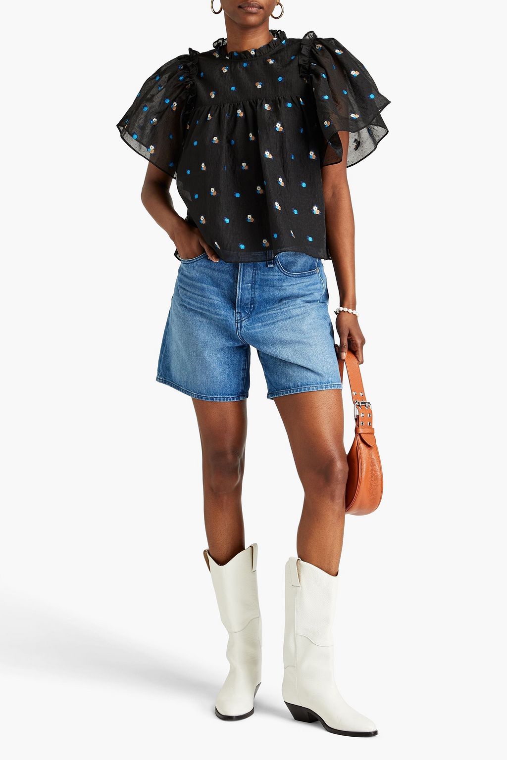 STELLA NOVA Pen Joe ruffled floral-jacquard top