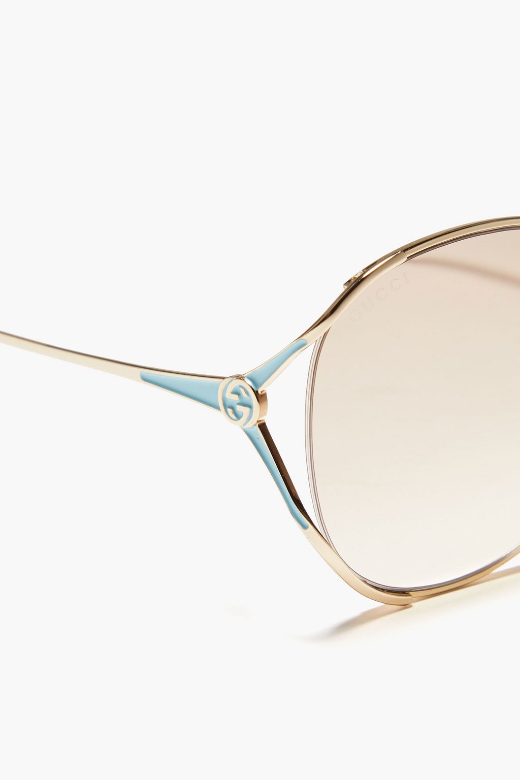 GUCCI Round-frame gold-tone and acetate sunglasses