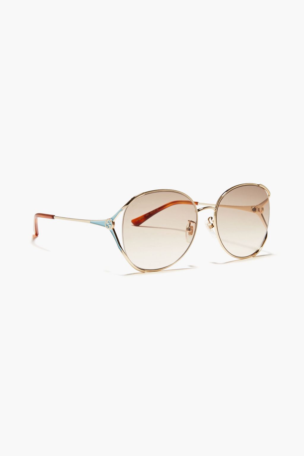 GUCCI Round-frame gold-tone and acetate sunglasses