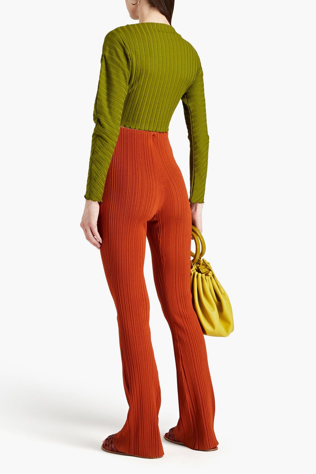 SIMON MILLER Zippie cropped ribbed jersey top